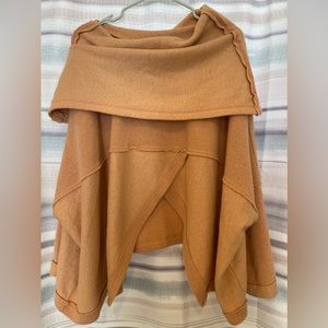 Free People Hoodie Cape Sweater Cozy Soft Peach Fuzzy